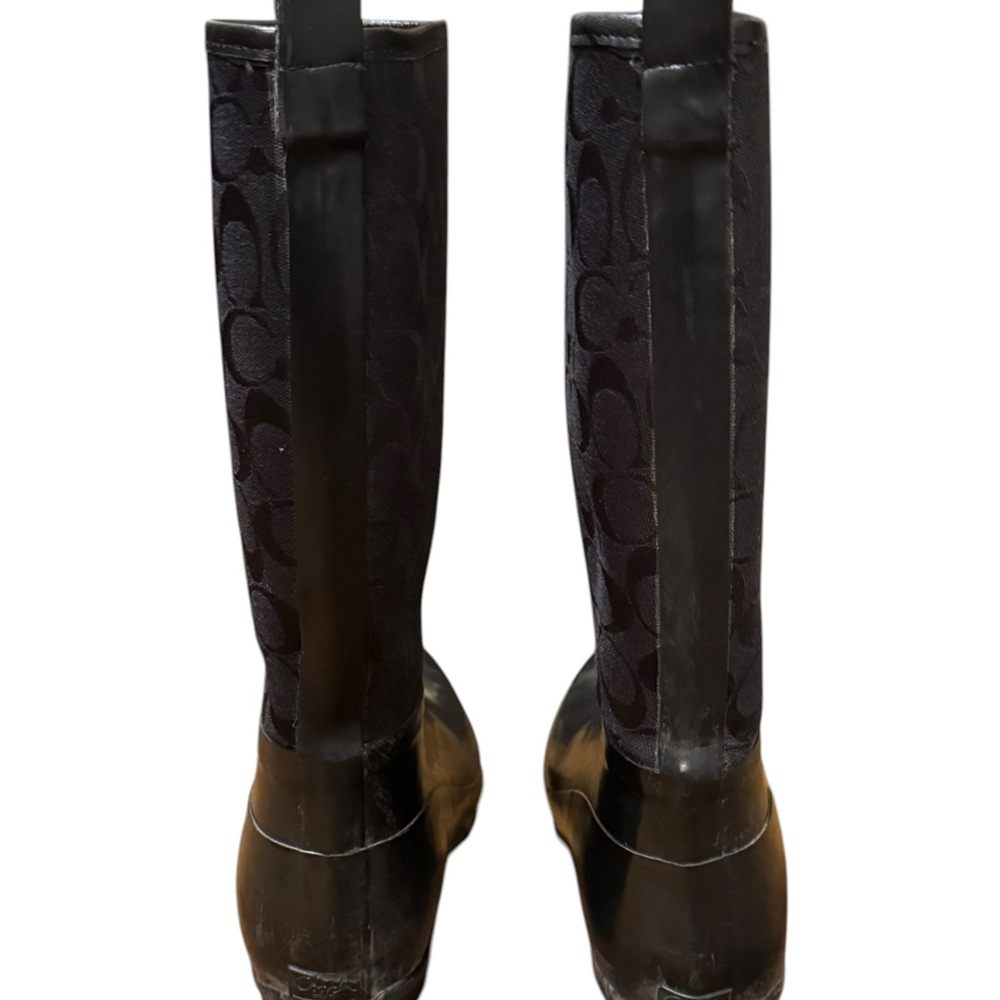 Vintage Coach Black Signature Tall Rain Boots - Classic Style - Picture 4 of 12